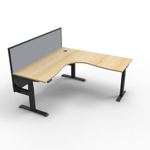 Rapidline Boost Plus Corner Workstation 1800 x 1500 x 750mm with Screen Natural Oak / Black Satin