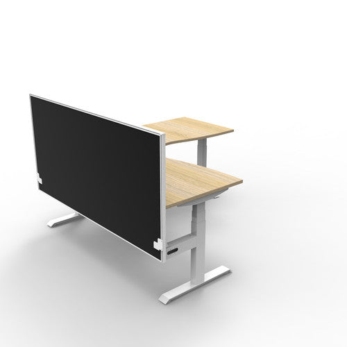 Rapidline Boost Plus Corner Workstation 1500 x 1500 x 750mm with Screen Natural Oak / White Satin