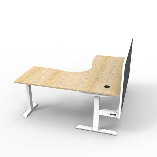 Rapidline Boost Plus Corner Workstation 1800 x 1800 x 750mm with Screen Natural Oak / White Satin