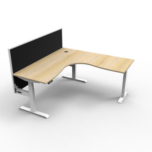 Rapidline Boost Plus Corner Workstation 1800 x 1500 x 750mm with Screen Natural Oak / White Satin
