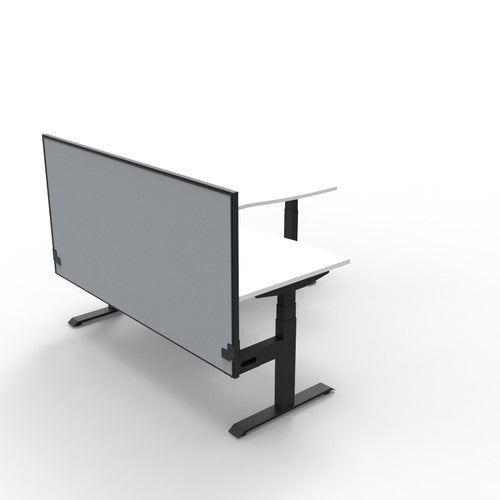 Rapidline Boost Plus Corner Workstation 1800 x 1800 x 750mm with Screen Natural White / Black Satin
