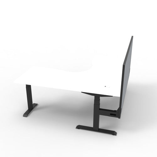 Rapidline Boost Plus Corner Workstation 1800 x 1800 x 750mm with Screen Natural White / Black Satin