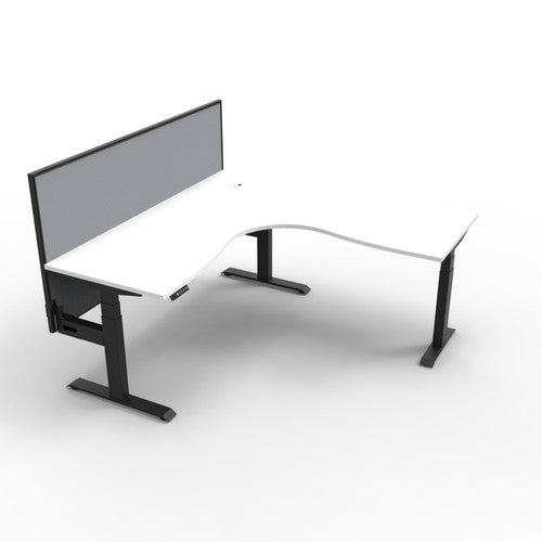 Rapidline Boost Plus Corner Workstation 1800 x 1800 x 750mm with Screen Natural White / Black Satin