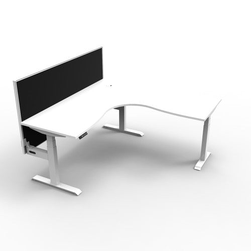 Rapidline Boost Plus Corner Workstation 1800 x 1500 x 750mm with Screen Natural White / White Satin