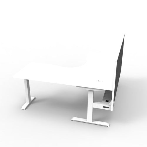 Rapidline Boost Plus Corner Workstation 1500 x 1500 x 750mm with Screen and Cable Tray Natural White / White Satin