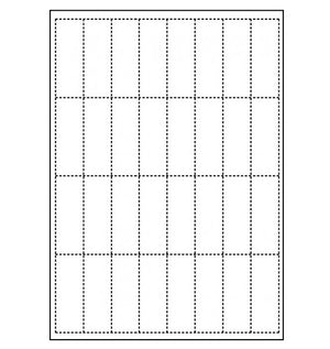 Bala A4 perforated white card showing 32 pre-cut tag sections per sheet