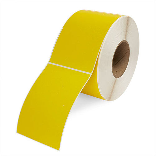 Bala 100x100mm yellow direct thermal label roll, 1500 labels on 76mm core