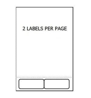 Bala integrated label sheet showing two self-adhesive labels at 130x65mm and 70x65mm