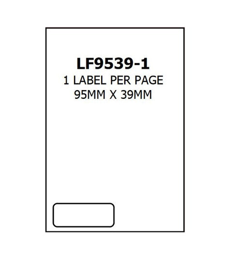 Bala integrated label form 95x39mm showing label position on A4 sheet