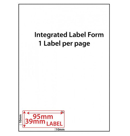 Pack of 500 Bala 95x39mm integrated label sheets