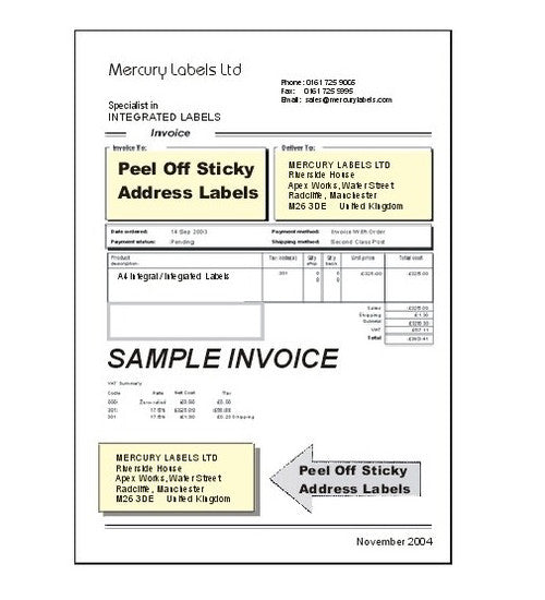 Bala integrated label sheets fanned out showing pack quantity