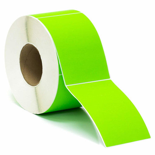 Bala fluoro green thermal transfer labels 100 x 150mm on a 76mm core roll