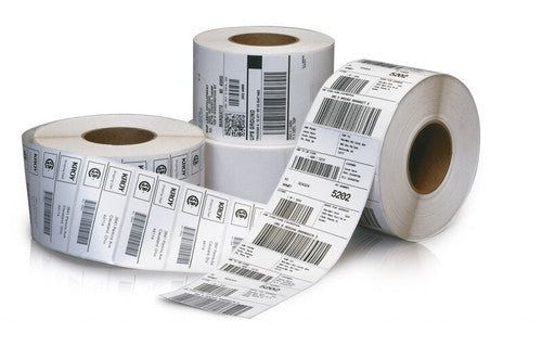Thermal transfer labels loaded in a label printer for barcode printing