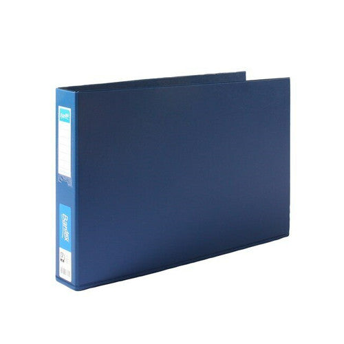 Bantex A3 landscape ring binder in blue with 38mm 2D rings, shown closed from the front