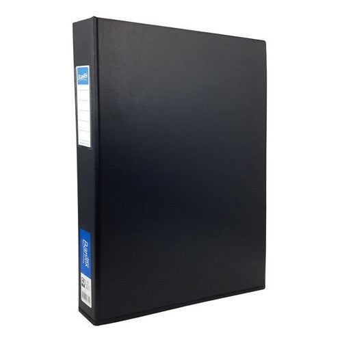 Bantex A3 upright ring binder with 4D 38mm rings in black cover, standing upright on a white background