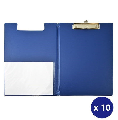 Bantex A4 standard PVC clipfolder in blue with spring clip and retractable hanging hook, front view