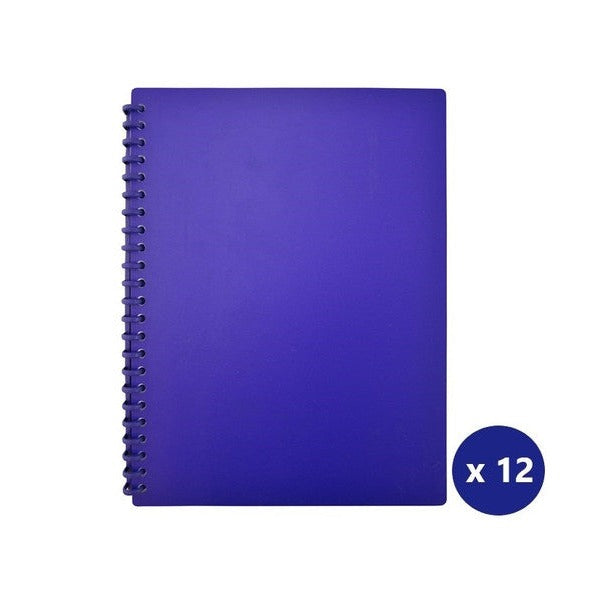 Bantex A4 navy euro matte PP refillable display book with 20 clear pockets, front cover view