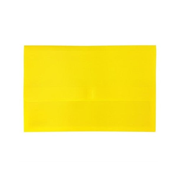 Stack of 24 Bantex yellow foolscap hook and loop document wallets showing depth and colour coding potential