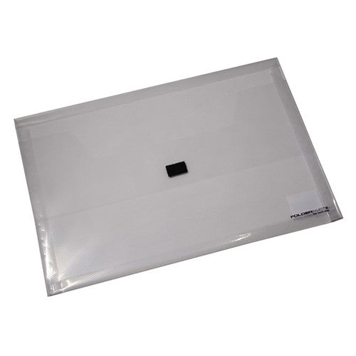 Bantex foolscap translucent clear polypropylene document wallet with hook and loop closure, pack of 5