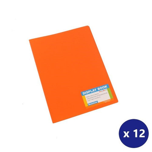 Beautone A4 20-pocket display book with flexible PP cover in Mango orange, box of 12