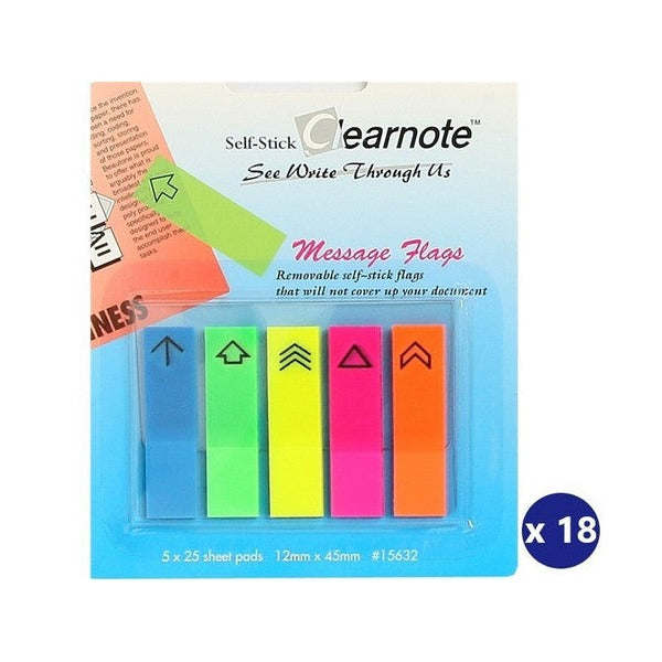 Beautone 12mm x 45mm neon assorted printed arrow stick on flags box of 18 packs on white background
