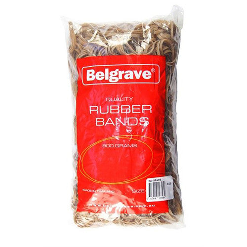 Belgrave Size 12 natural rubber bands in a 500g pack, suitable for office, classroom and home use