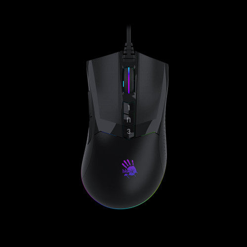 Bloody W90 Pro RGB wired gaming mouse in black, front view