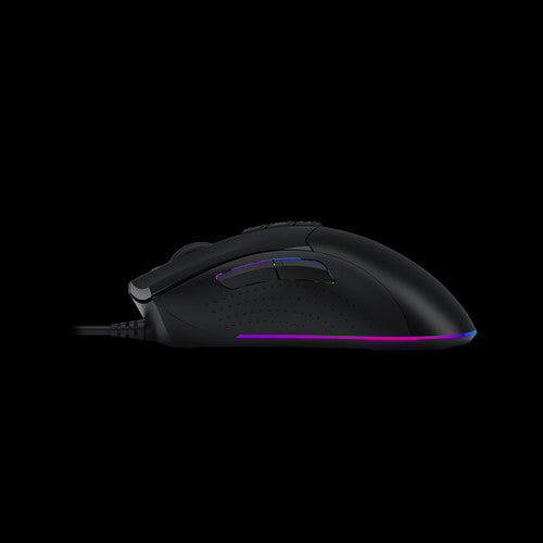 Close-up of the dual-injection rubber scroll wheel on the Bloody W90 Pro mouse