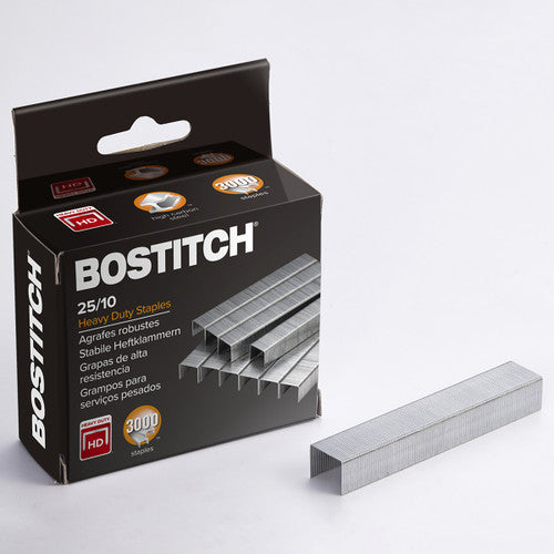 Bostitch 315510 heavy duty chisel point staples 25/10mm box of 3000 on white background
