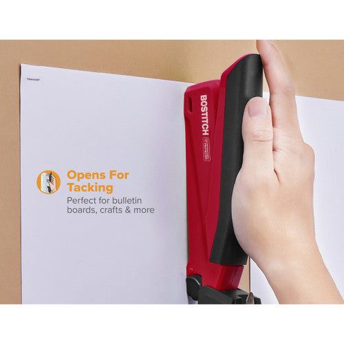 Bostitch InPower stapler standing vertically on a desk surface