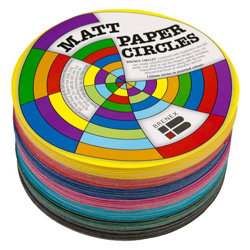 Brenex 180mm double-sided matte circles in assorted colours, pack of 500 sheets