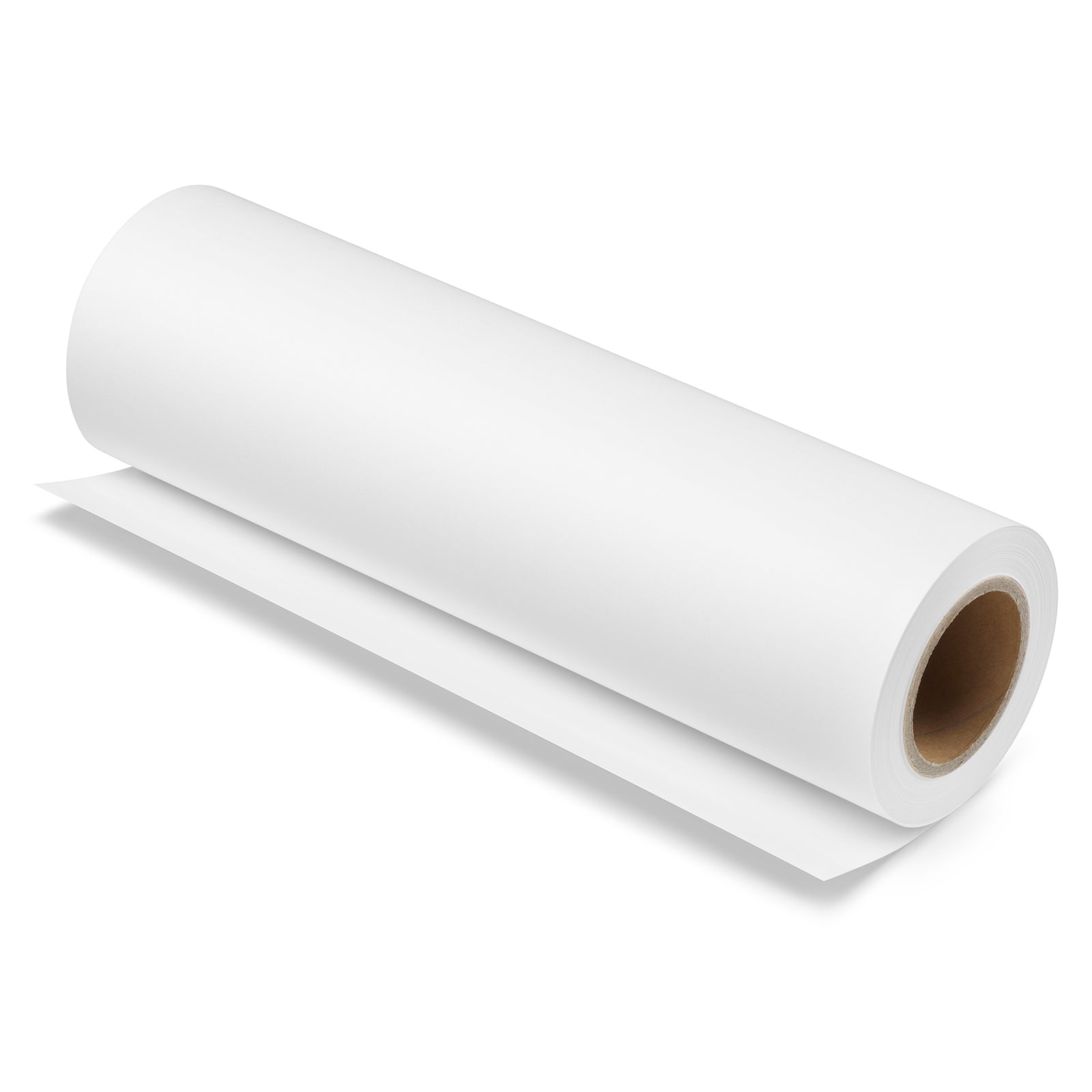 Angled studio view of the Brother BP80MRA3 paper roll showing the sturdy roll construction, smooth white finish and core design, emphasising durability and dependable performance for long format printing projects.