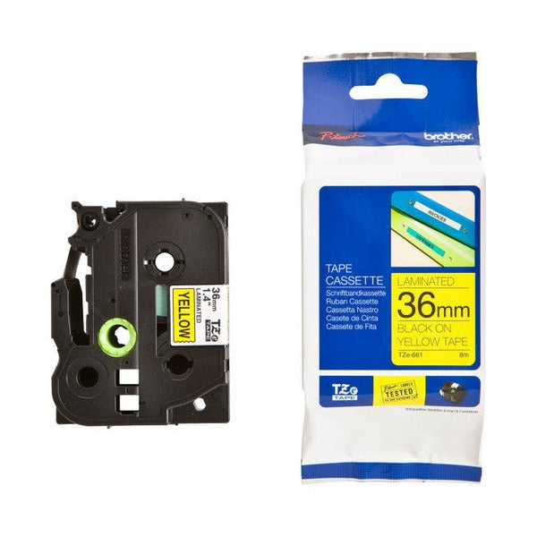 Brother TZe-661 36mm Black on Yellow Labelling Tape - image 1
