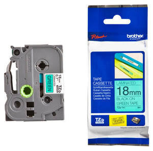 Brother TZe-741 18mm Black on Green Labelling Tape - image 1