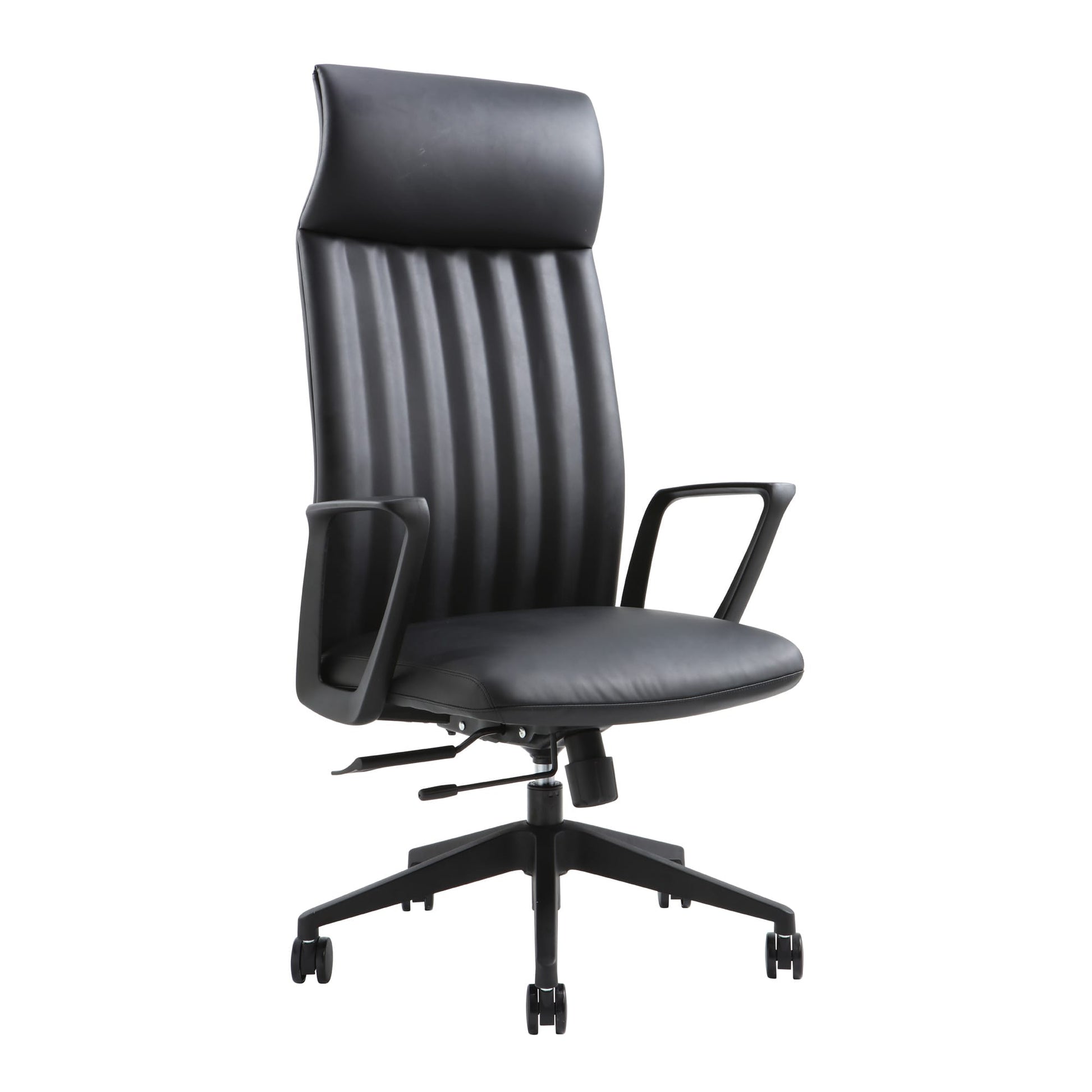 Front angle view of Buro Artemis Chair High Back Black PU against a white studio background