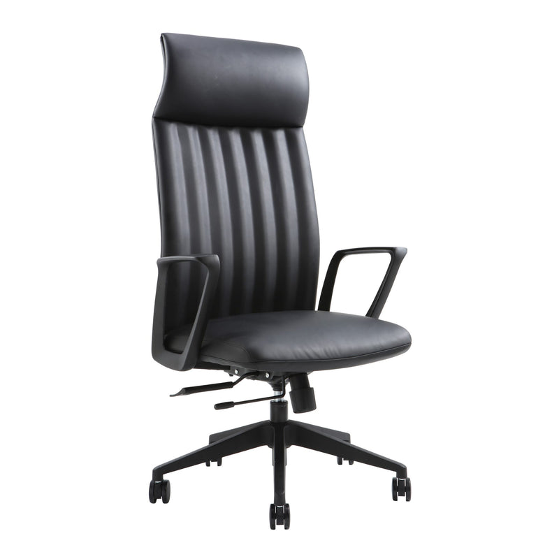 Front angle view of Buro Artemis Chair High Back Black PU against a white studio background