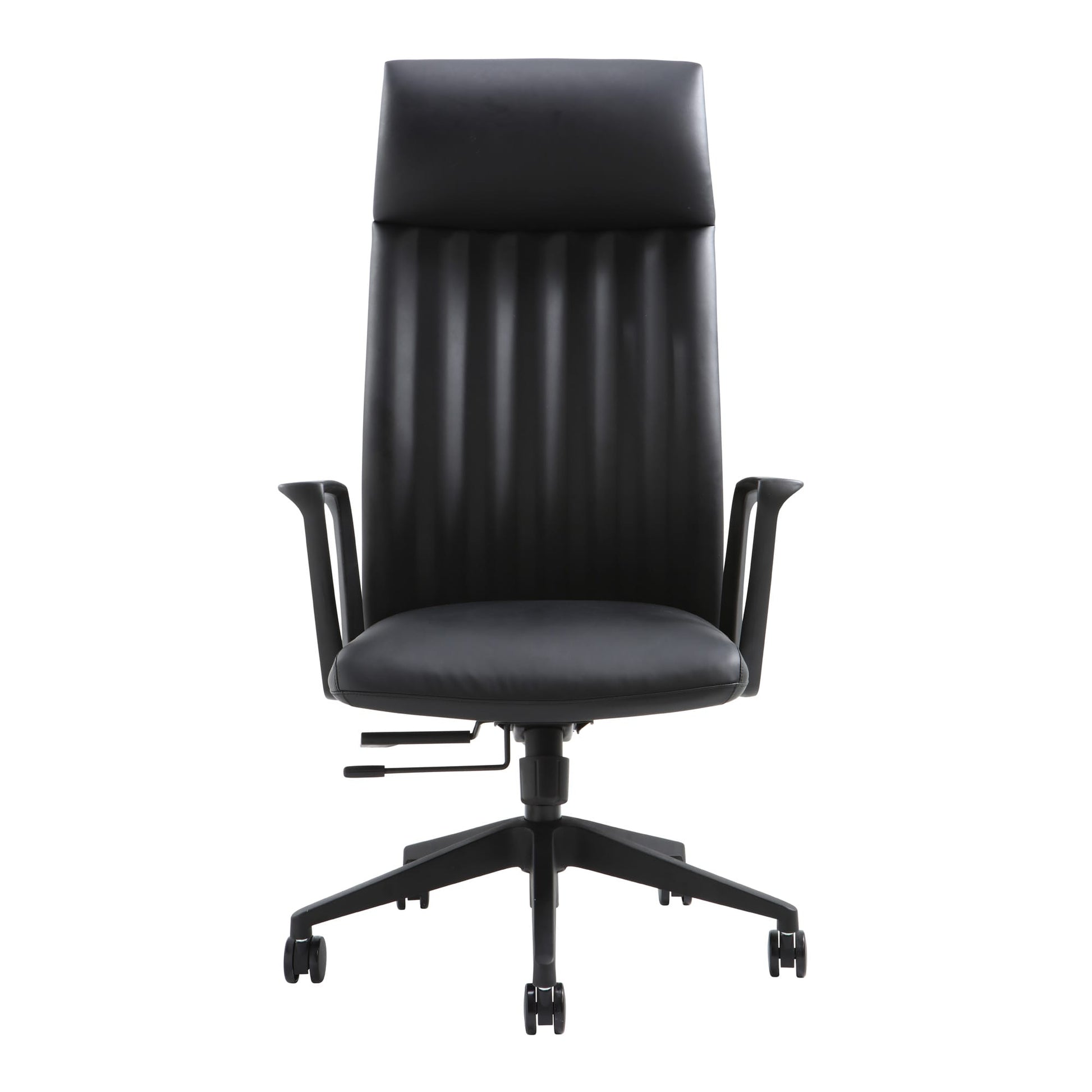 Detail view of Buro Artemis Chair High Back Black PU highlighting finish and adjustment features
