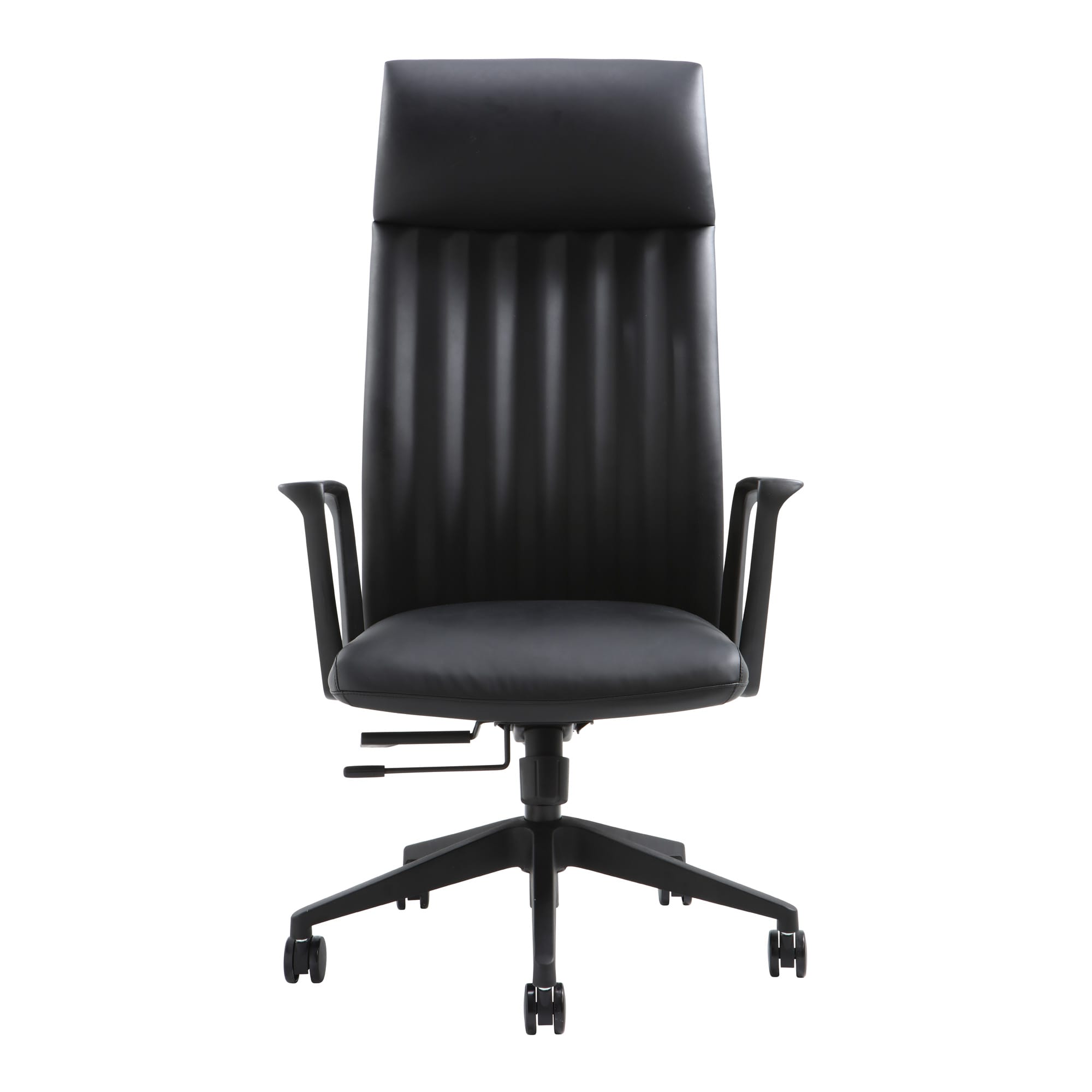 Detail view of Buro Artemis Chair High Back Black PU highlighting finish and adjustment features