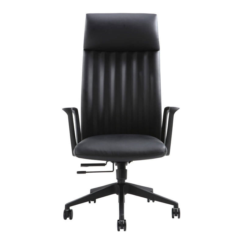 Detail view of Buro Artemis Chair High Back Black PU highlighting finish and adjustment features