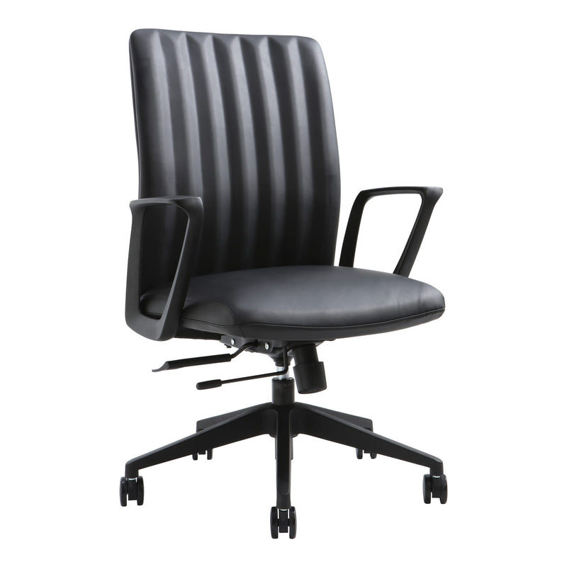 Front angle view of Buro Artemis Chair Mid Back Black PU against a white studio background