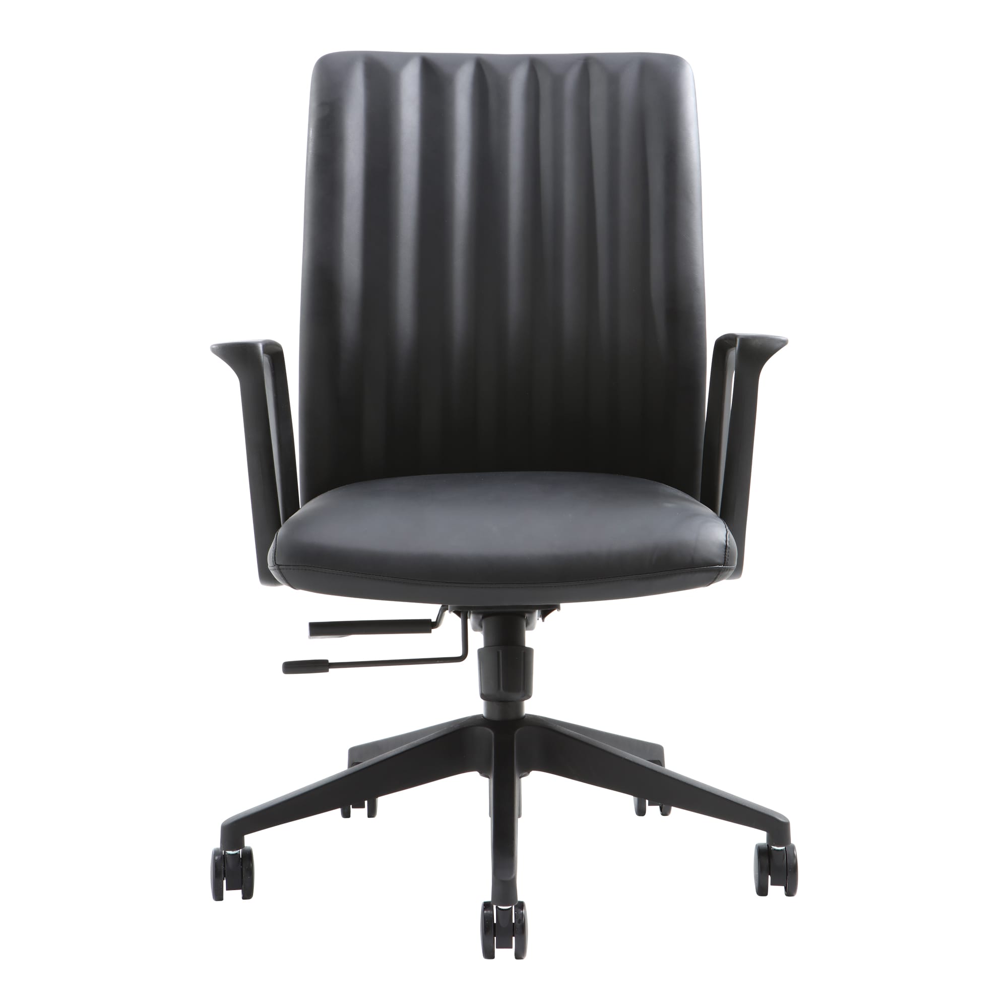 Detail view of Buro Artemis Chair Mid Back Black PU highlighting finish and adjustment features