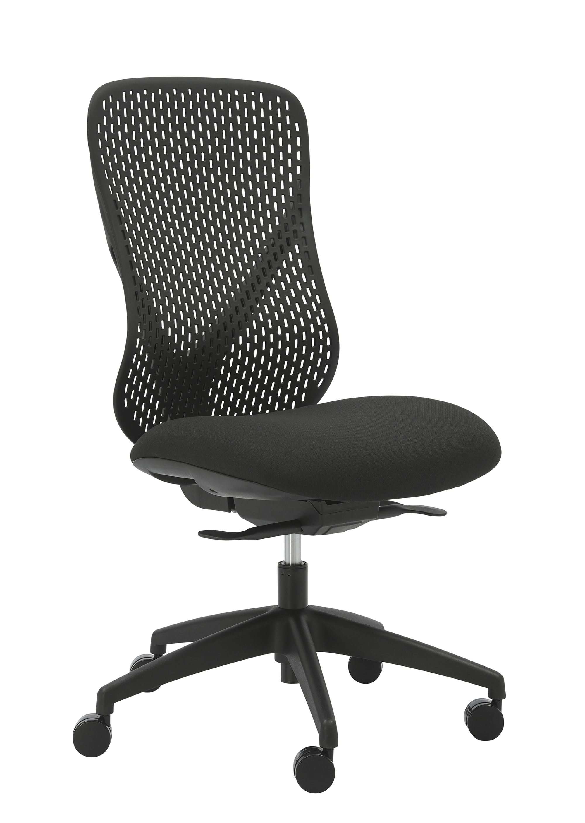 Front angle view of Buro Axon Chair Without Arms Black against a white studio background