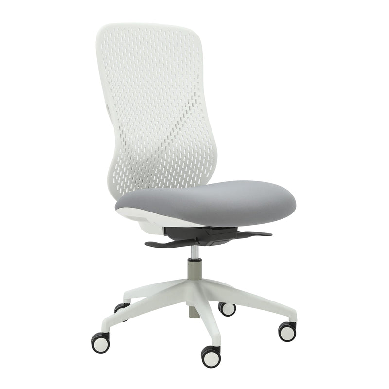 Front angle view of Buro Axon Chair Without Arms Light Grey Frame against a white studio background