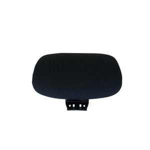 Front of the Buro 159-M3-HDREST black upholstered headrest pad with its short mounting tongue showing below