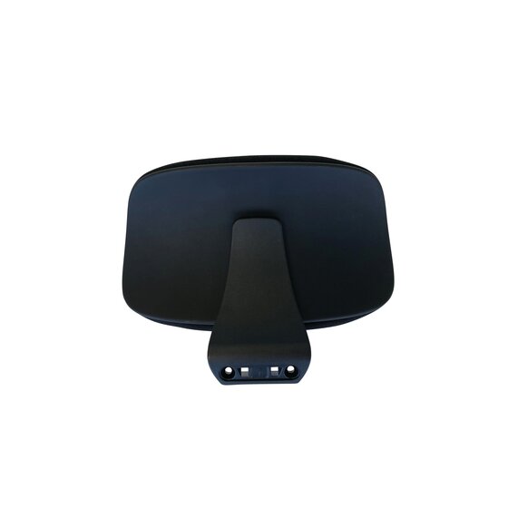 Rear of the black Buro Elan headrest showing the moulded black shell and tapered stem with mounting holes