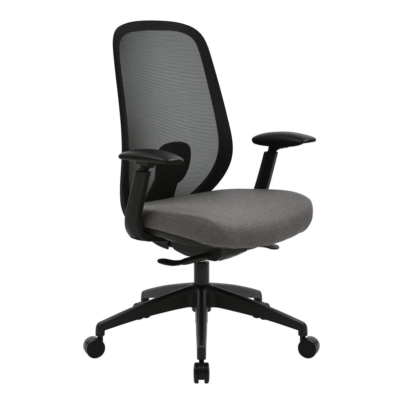 Front angle view of Buro Force Chair with Arms Black Frame against a white studio background