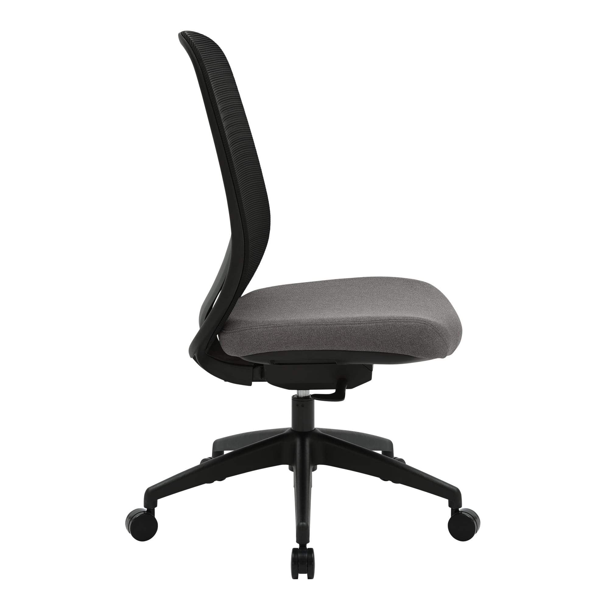 Detail view of Buro Force Chair with Arms Black Frame highlighting finish and adjustment features