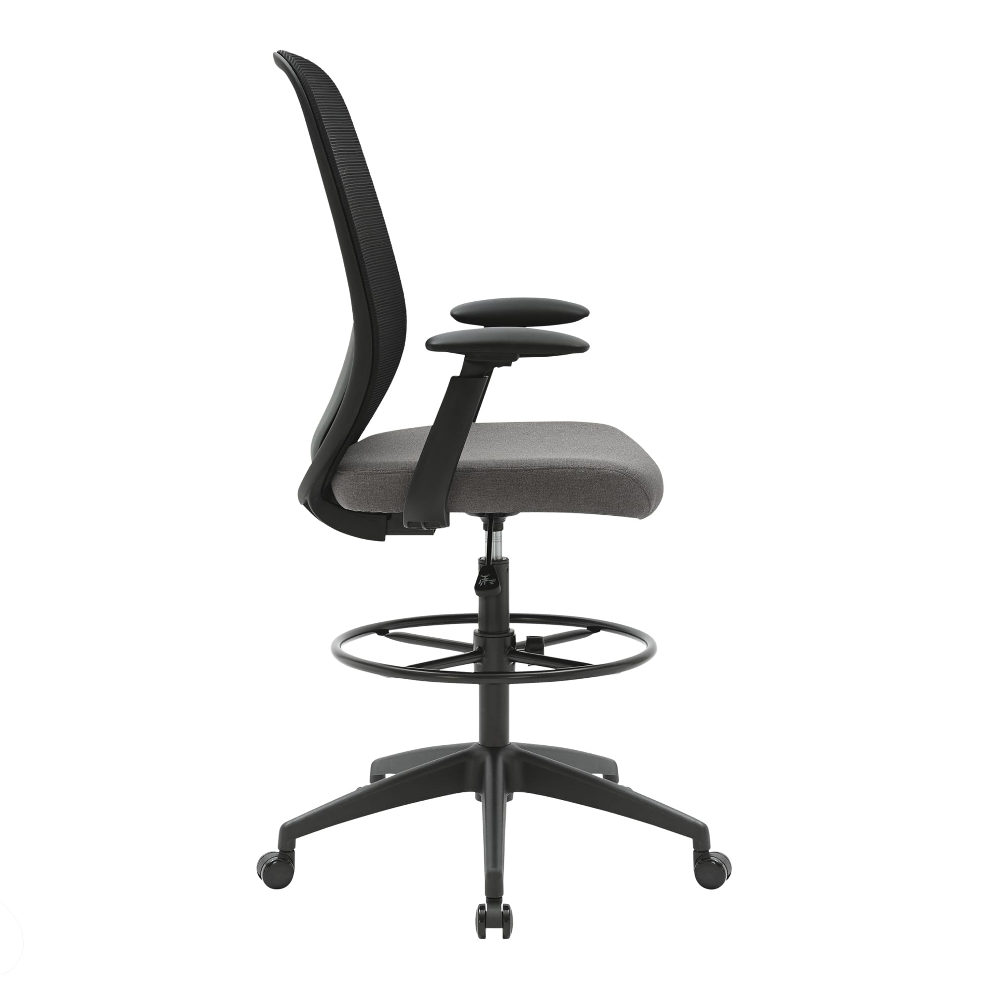 Rear view of Buro Force Drafting Chair with Arms Black Frame showing back construction