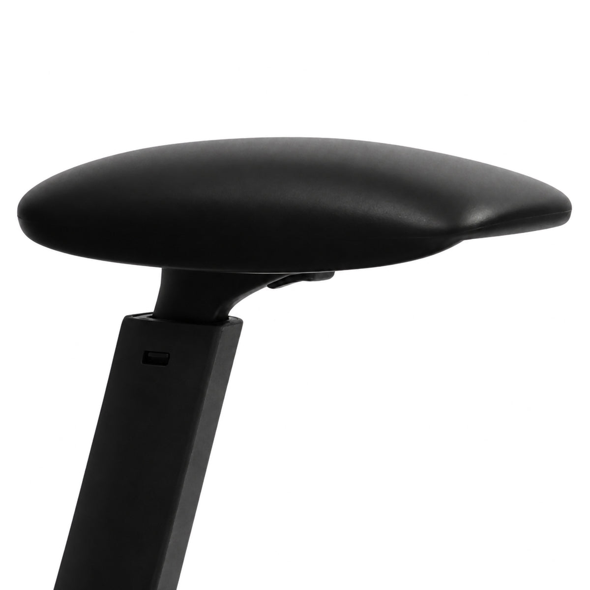 Alternative close product view of the Buro Force Black adjustable armrest, highlighting the smooth contoured pad, black vertical support and discreet adjustment control beneath the arm pad.