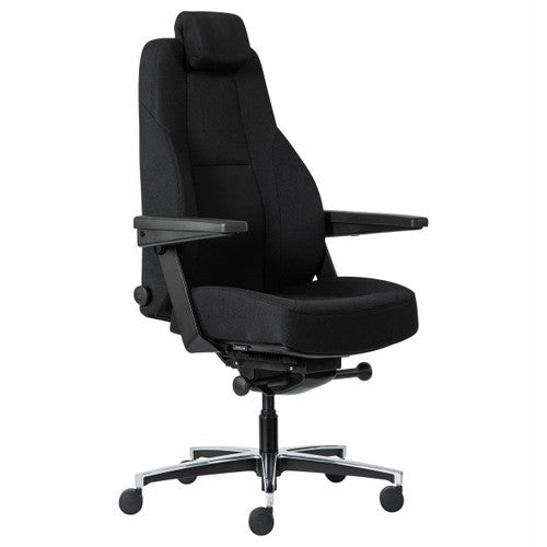 Buro Maverick 24/7 Controller Chair with arms in black fabric, front view on white background